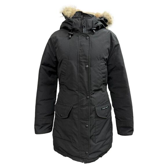 Canada Goose Trillium Fur-Trimmed Parka Jacket in Black Polyester